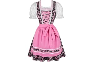 JUTRISUJO Dirndl Femme Oktoberfest Robe Traditionnelle pour Oktoberfest Trois Pièces Robe Chemisier Tablier Bavière Vêtements