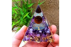 ycyingcheng Crystal Positive Energy Generator Orgonite Pyramid Protection, Amethyst Energy Protection Chakra Healing Crystals Positive Energy Reiki Supplies for Christmas Living Room Decor