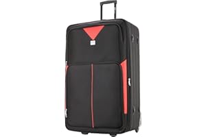 ATX LUGGAGE EST. 1991 ATX Luggage Suitcase Extra-Large Expandable Durable Lightweight Suitcases with 2 Wheels and Built-in 3 Digit Combination Lock (Black/Red, 32 Inches, 134 Liters)