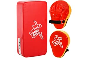 WUWEOT 2-in-1 Punching Mitts Kick Pack Set, Boxing Gloves Taekwondo Kick Pads, Curved Focus Punching Mitts, Adjustable Soft Shield Durable Training Pads Set
