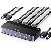 UGREEN HDMI 2.0 KVM Anahtarı 4K@60Hz USB 3.0 Anahtarı 4 USB Bağlantı Noktası (3*USB 3.0+ USB C) 2 USB Kablosu ve 2 HDMI Kablo