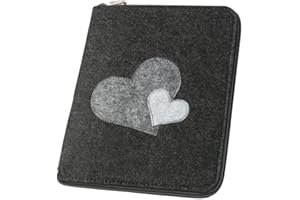 LUXDAG Mom's Organizador 'Estrellas' con cremallera para cartilla de madre y cuaderno de médico (color a elegir), funda de fieltro en A5 como funda para cuaderno y portadocumentos gris Gris oscurogris.