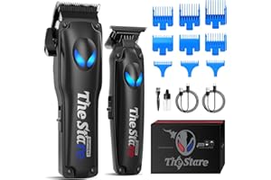 SUPRENT Tondeuse à Cheveux Professionnelle Homme, Tondeuse Barbe Kit avec 9 Peigne de Guidage Sans Fil Coupe de Cheveux Electriques (Noir)