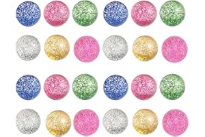 BLUVAST Glitter Flummi , 24 Stück Glitzer Flummies für Kinder, 32mm Flummis Kindergeburtstag, Flummi Kann für Geburtstagsgeschenke Belohnungen im Klassenzimmer Verwendet Werden