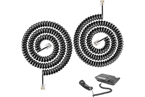 HUGWAIT 2 Piezas Cables de Teléfono, Cable Telefono Fijo en Espiral RJ9 RJ10 4P4C, Cable Telefono de 3 a 10 Pies, Cable Telefonillo Portero Automático, Cable de Conexión para Teléfono Fijo Alta Flexibilidad