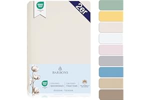 BARBONS Drap Housse pour lit de bébé 60x120 / 70x140 lit d'enfant - 100% Coton Jersey Oeko-TEX Standard 100 certifié Draps de lit pour lit de Bebe Matelas - Écru Lot de 2