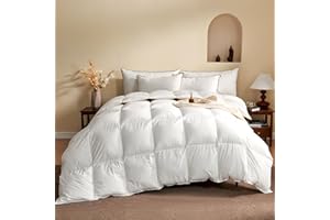 KUSNUG Piumino D'oca Matrimoniale Miscela di Cotone Egiziano, 100% Puro Piumino e Piuma 4 Stagioni, Piumone Super Morbido e Traspirante per Letto Matrimoniali, Piumini 240x260 cm Bianco Primaverile