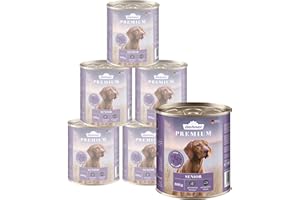 Dehner Premium Hundefutter, Nassfutter getreidefrei, für ältere Hunde, Rind / Lamm / Kartoffel, 6 x 800 g Dose (4.8 kg)
