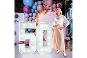 MIXIFOX 50th Birthday Decorations for Women Men: Light Up Numbers Large 4FT 50th Wedding Anniversary Party Decor Big Marquee Number for 50th Birthday Balloons Gift Cardboard Mosaic Balloon Arch Pre-cut Foam