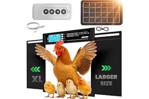 Porte Poulailler Automatique XL - Panneau Solaire – Ecran LCD, Télécommande, Capteur Lumière, Minuterie & Sécurité Anti-Pincement – Large Ouverture 28,7 x 22,1 cm – Protection 5 Ans – Okköbi - Noire