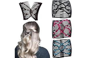 ZEPIQOR Peigne Magique, Peignes de cheveux, Peigne magique cheveux femme, Lot de 4 pinces à cheveux élastiques à double peigne extensibles pour cheveux épais Peignes magiques vintage réglables