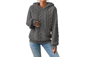 Zetieny Damska bluza z kapturem Teddy polarowa bluza z kapturem żakardowy pulower ze sznurkiem ciepły puszysty top na co dzień jednolity kolor sweter