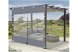 DLLY Transparent Tarpaulin Side Panels, Outdoor Clear Pvc Tarp Curtains, Pergola Gazebo Side Curtains, Waterproof Tarpaulin Curtains for Patio Porch Garage, With Zip,LxH-2.6x2.5m/8.5 * 8.2ft
