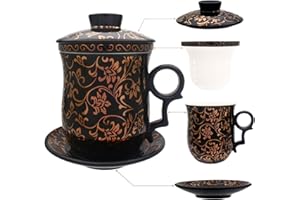 HOLLIHI Tasse à thé avec couvercle / soucoupe / infuseur Porcelaine chinoise