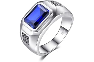 JewelryPalace Anillo hombre con Zafiro cuadrado en plata de ley 925