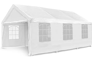 NEXOS TRADING High Quality Marquee Party Tent Gazebo 4 x 6 m White with Side Panels for Garden as Shelter Tarpaulin Waterproof PE Roof 180 g/m² Steel Tubes