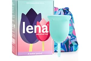 Lena Menstrual Cups, Reusable Period Cup, Tampons,Period Underwear and Menstrual Pads Alternative, Feminine Care, Silicone Menstrual Cup, Made in USA, Regular & Heavy Flow, Small, Turquoise