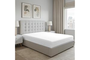 Pizuna 100% Cotton Super King Fitted Sheet White, 400 Thread Count Long Staple Cotton Fitted Sheet 180x200 cm, Sateen Weave Superking Fitted Sheet Extra Deep 40 cm Fit 1 PC