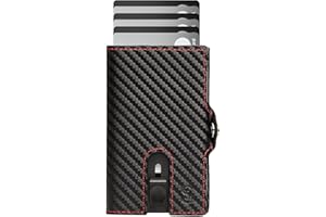 SLIMJACK Smart Wallet mit Münzfach - Kreditkartenetui mit RFID-Schutz - Geldbeutel für Herren - Aluminium-Kartenhalter - Smart Wallet für Karten & Münzen - Carbon Rot