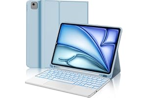 JADEMALL Custodia Tastiera con Trackpad per iPad Air 11" M2/M3 2024/2025, Italiano ‎QWERTY Tastiera Retroilluminata Bluetooth Staccabile con Touchpad per iPad Air 11 2025 (M2/M3), Cielo blu