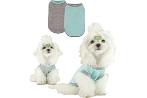 TOPSOSO 2 koszulki dla psów na lato, oddychające ubranie dla zwierząt domowych, kamizelka bez rękawów, kamizelka dla szczeniaków, letnia odzież dla psa, odpowiednie dla psów, dziewcząt, chłopców, szare i