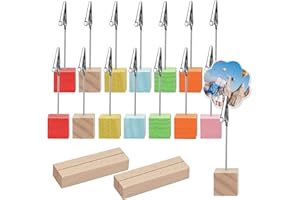dingdongji Memo Clip Halter,14 Pcs Fotohalter mit Klammern,2 Pcs Tischkartenhalter,Fotohalter mit Krokodilklemm Verschluss,für Hochzeits, Hausdekoration, Büro,Party