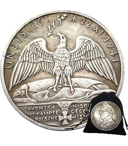 Moneda Conmemorativa Alemana De Níquel De 1943 – Réplica Artesanal Chapada En Plata 925 – Regalo Único Y Pieza De Colección Para Aficionados A La Numismática