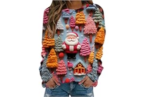 HAOLEI Christmas Jumper Women UK Sale Clearance,Funny Christmas Reindeer Jumper Cute Novelty Xmas Sweatshirts Graphic Shirts Crew Neck Print Pullover Sweater Tops Blouse Ugly Xmas Jumpers Ladies
