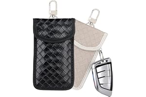 DAILYFACTORY Faraday Pouch for car keys-2 Pack-key blocker for keyless car-anti theft bag-key pouches signal blocker-RFID key pouch-car key signal blocker pouch-car security-PU Leather
