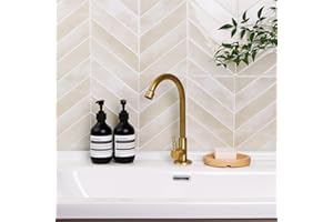 Alwayspon Wandfliesenaufkleber, Fischgrätenmuster, 3D-Vinyl, selbstklebend, wasserdicht, Spritzschutz, für Küche, Badezimmer, Wand, 29 x 22,9 cm, Beige, 10 Bögen