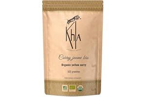 Khla - Curry Jaune Bio en Poudre - Sachet 500g - Mélange Curry Doux Non Piquant - Ingrédient Cuisine & Pâtisserie - Curry Indien Thai - Curcuma, Gingembre - Épice d’Asie