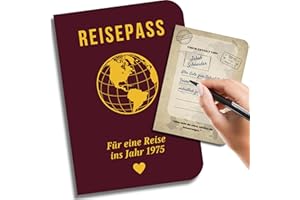 EQUIK PRODUCTS 50. Geburtstagskarte | 50. Jubiläum | Geschenk für Männer & Frauen | Gästebuch & Unterschriftenbuch | Jahr 1975 | Reisepass in die Vergangenheit (1975)