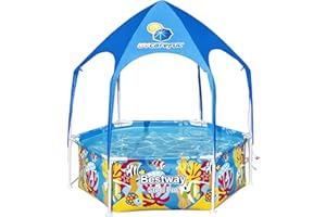 Bestway Steel Pro Slash-in-Shade - Piscina con Parasol (sin Bomba, diámetro 183 x 51 cm), diseño subacuático Multicolor