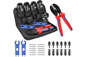 BougeRV Kit de herramientas de crimpado solar - Crimpadora, 6 pares de conectores, llave inglesa para montaje e instalación de cables de panel solar