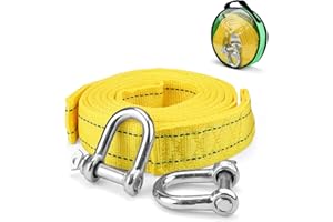 Eslinga Cuerda de Remolque, 0XBIT 4M Eslingas Rescate, Cuerdas de Remolque 5 Toneladas, con Bolsa de Almacenamiento y Gancho en Forma de U, Adecuado para Remolque y Rescate de Automóviles