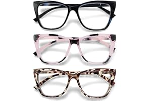 ZOECENT Lesebrille Damen 3er-Pack Brille Blaulichtfilter übergroße Lesebrillen Federscharniere Computer Brillen