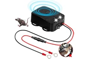 GRUNDA LiangMai Marderschreck Auto Marderfrei Auto/KFZ, Ultraschall Frequenz 12kHz-25kHz，Anschluss an 12V Autobatterie, Marderschutz Marderabwehr Tiervertreiber Tierschreck mit 3 LEDs Blitzlicht