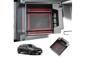 SHAOHAO Organizer konsoli środkowej do SEAT Ateca FR/Cupra Ateca SUV 2017 2018-2024 organizer taca wnętrza dekoracja pudełko do przechowywania siedzisko ateca akcesoria czerwony