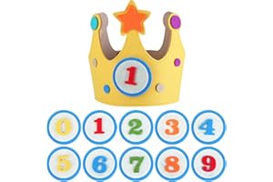 Obrjoyfly Corona Compleanno per Bambini Regolabile, Cappello di Buon Compleanno rosa e blu, Corona di Compleanno di Tessuto per Il Compleanno del Bambino Decorazioni Numeri Intercambiabili 0-9