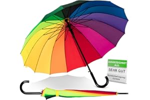 ADRIANO PORCARO® 𝗨𝗡𝗜𝗦𝗘𝗫 Automatik Stock-Regenschirm Regenbogen windfest-16 fache Verstrebung-groß sturmfest & stabil windresistent (Rainbow)