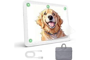 ZOCELIGHT 9000 Lux Superhell Wiederaufladbare A4 Leuchttisch mit Tasche,Ultra Leuchtplatte mit 4000mAh Batterie für Diamantmalerei, Magnet Lichttafel, LED Licht Pad für Skizzieren,Zeichnen,Tattoo(Weiß)