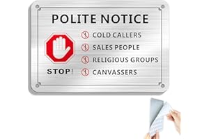 SINMAO No Cold Calling Self Adhesive Brushed Aluminium Door Sign 15x10cm, No Canvassers No Cold Callers Sticker, No Cold Callers Sign for Front Door