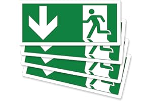 ‎PUBBLIMANIA pubblimania 4 Stück Notausgang aus niedrigem PVC, selbstklebend, für Außen und Innen (Cm 29 x 13) (4 Ausgang unten)
