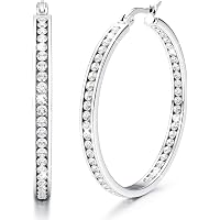 Boucles D'oreilles Créoles Argent 925 Rhodié - 3 Anneaux Demi-créoles - Neuf Avec étiquettes