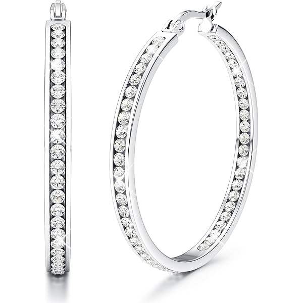 Orecchini Cerchio Argento 925 Grandi Da Donna - Diametro 50mm - Fashion E Leggeri, Idea Regalo