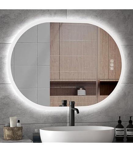 SaniteModar Led-badkamerspiegel 60 x 100 cm, Badkamerspiegel met Anti-condens, Wandspiegel met Licht