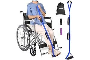 HOOMTREE 43 Inches Long Leg Lifter Strap with Padded Handgrips and Foot Loop,Rigid Leg Lifter Hip&Knee Replacement Surgery Recovery Kit,Foot Lifter Easily Get in and Out of Bed,Car,Wheelchair