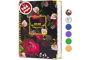 BLESWIN Miesięczny i Tygodniowy Planner 2024-2025, Kalendarz A5 z Miesięcznymi Zakładkami, 12 Miesięczny Planer, Planiści i Organizatorzy, Kalendarz A5 na Spirali z Wewnętrzną Kieszenią