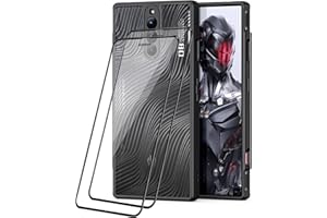 COMAKU Funda REDMAGIC 8 Pro, 2 Protectores de Pantalla, Frosted Feel Flowing Lines, Parte Trasera Dura translúcida, Carcasa de Borde Suave de TPU Compatible con REDMAGIC 8 Pro, Negro