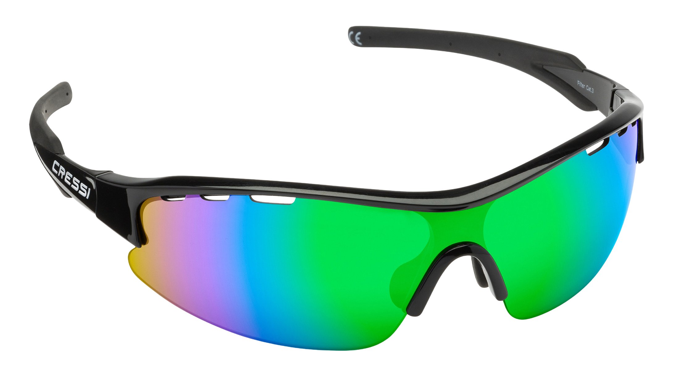 Cressi-Vento-Gafas-de-Sol-Unisex-Adulto-NegroLentes-Reflejado-Verde-Talla-nica